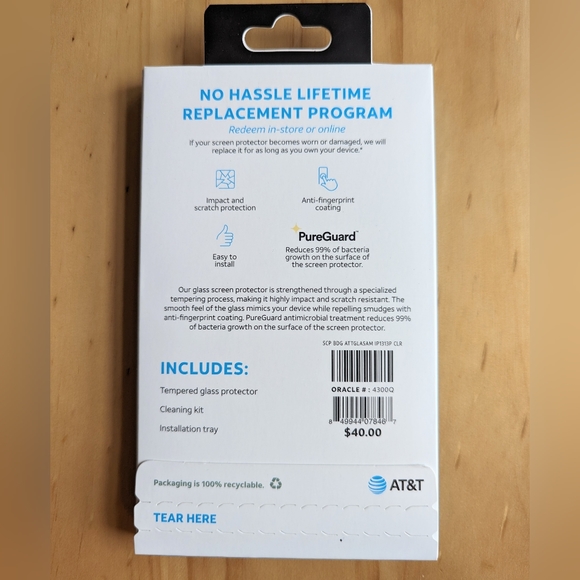 AT&T Tempered Glass Screen Protector for iPhone 13/13Pro - New in Box - Picture 2 of 2